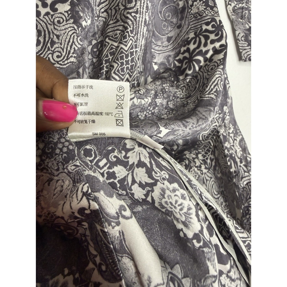 Shanghai Tang Silk Paisley Tunic Top Size 8 Glass Buttons Designer Chic - Picture 11 of 13